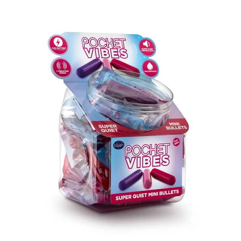 Blush Play With Me Pocket Vibes Fish Bowl - Waterproof Vibrating Toy - Multi-Color