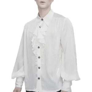 우아한 빅토리아풍 주름 장식 단추 셔츠
